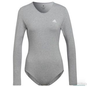 ⚡️⚡️Adidas Teddy Long Sleeve Bodysuit Bottom Snap Closure Gray White Small